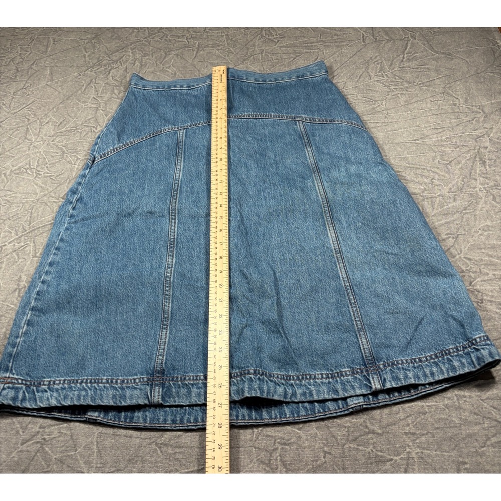Old Navy Denim Skirt Womens 10 Blue Drapey Denim High Rise A-Line Midi Panel - Picture 4 of 5